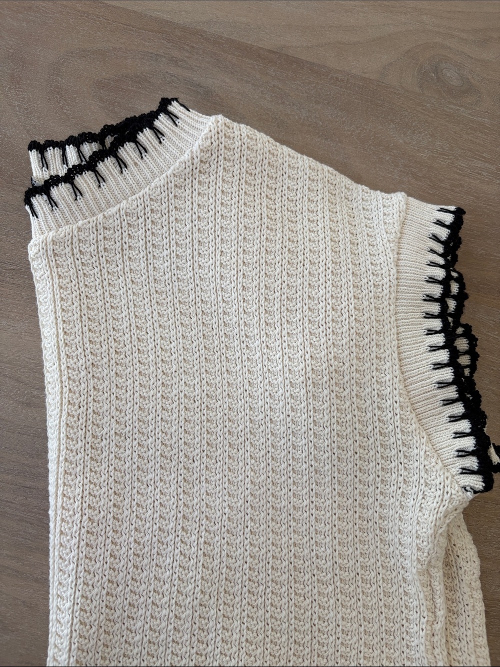 Zara Cropped Knit Tank Top with Contrast Trim - White